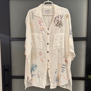 Johnny Was White Embroidered Tunic